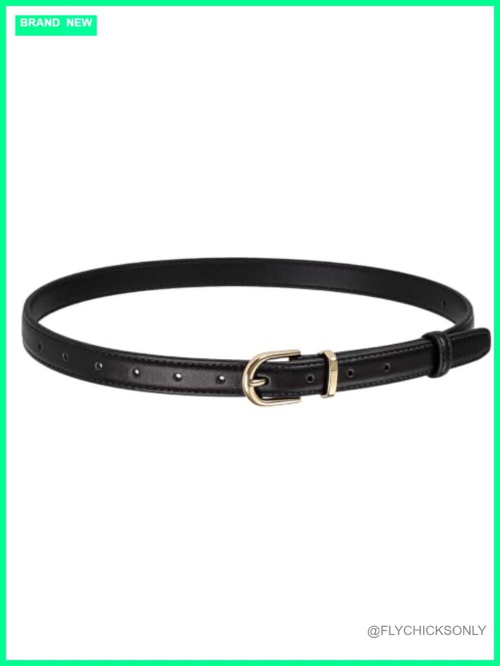 Women's Skinny Faux Leather Belt with Gold Buckle - 0.98" Wide - 37.4" Long
